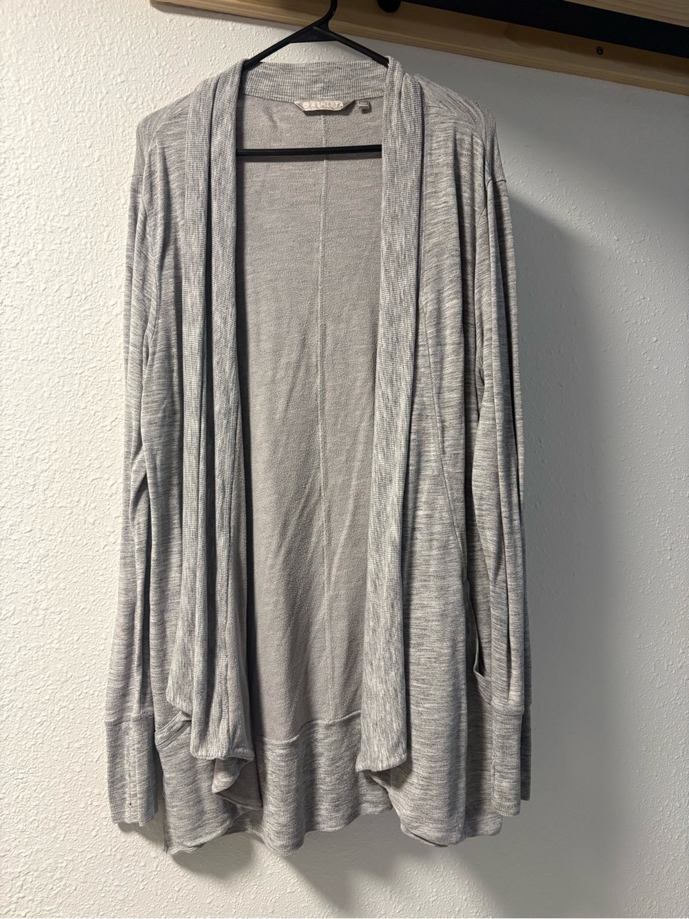 Athleta Light Gray Open-Front Draped Cardigan